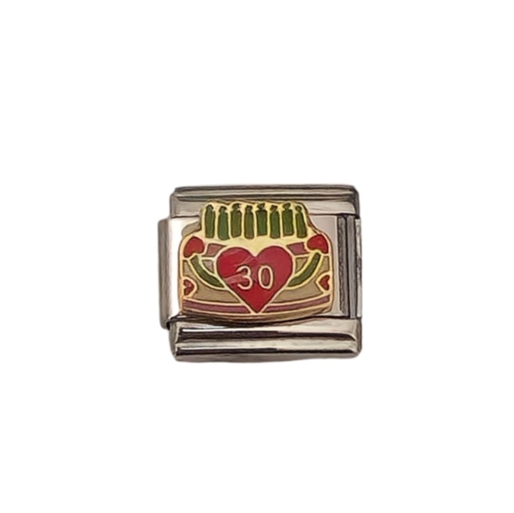 Charmlink Birthday Cake Number 30 Personalized Composable Italian Charm Bracelet